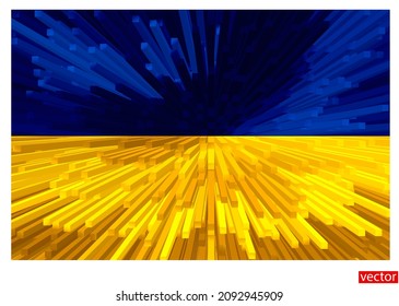 Stylized flag of Ukraine. Yellow and blue bright pattern. Dynamic plot. Dynamics of Ukraine's development. Patriotic symbol of Ukraine. Pillars of direction and growth. Vector