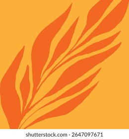A stylized flame logo on an orange background