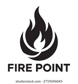A stylized flame logo with the text 'FIRE POINT' underneath. The flame is depicted in black and white, with a transparent background.