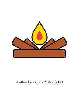 Stylized Flame and Wood Icon