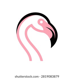 Stylized flamingo head vector for branding and summer decor.