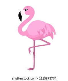 Stylized flamingo isolated on white background. Vector illustration.