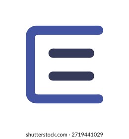 Gráfico plano estilizado con la letra E en color azul, aislado en el fondo blanco, esquinas redondeadas