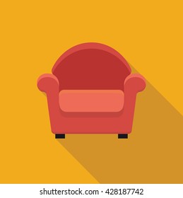Stylized flat icon armchair. Vector illustration. Symbol