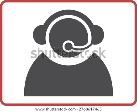 Stylized flat icon representing a customer service representative wearing a headset with a microphone