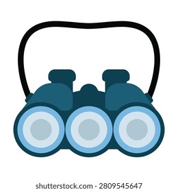 A stylized flat icon of a three lens optical device designed for enhanced surveillance and nature observation. Perfect for security, bird watching, and scouting.