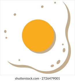 Ilustração plana estilizada de um ovo frito com uma gema amarela ousada em um fundo branco limpo.