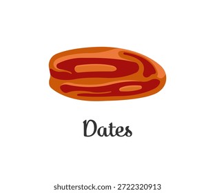 Stylized flat illustration of a single dried date fruit in shades of brown, orange, and red. Perfect for food-related designs, healthy snack promotions, or recipe graphics.