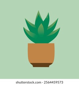 A stylized, flat illustration of a succulent plant in a terracotta pot