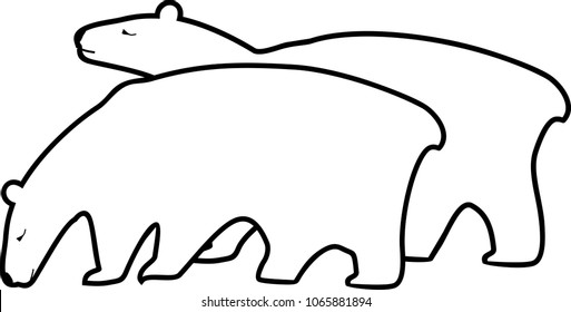 Stylized flat image of two polar bears