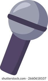 Stylized flat purple microphone icon with shading, angled head, and minimal design for digital or audio illustrations.
