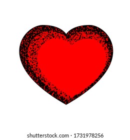 Stylized flat red and black heart. Vector illustration