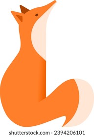 Stylized Flat Vector Illustration Orange Fox Looked Up