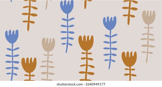 Stylized Floral Arrangement with Neutral Tones Pattern