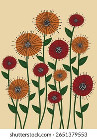 Stylized Floral Arrangement on Beige Backdrop