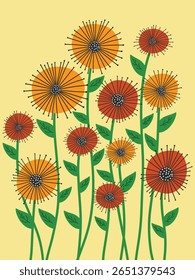 Stylized Floral Arrangement in Yellow and Orange