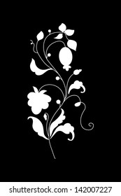 Stylized floral branch design with copy-space