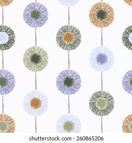stylized floral chalk drawing seamless pattern