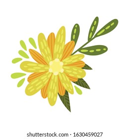 Stylized Floral Composition with Fancy Shaped Flowers Vector Illustration