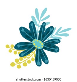 Stylized Floral Composition with Fancy Shaped Flowers Vector Illustration