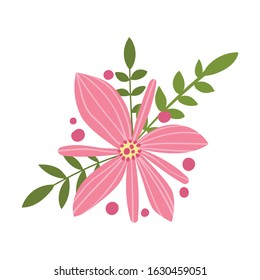 Stylized Floral Composition with Fancy Shaped Flowers Vector Illustration