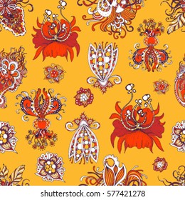 stylized floral decorations for design, seamless pattern, print on the cover, or textiles.