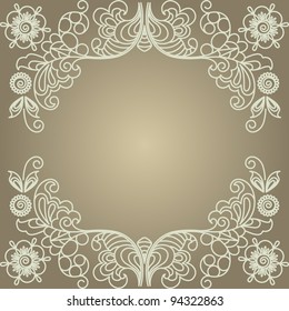 Stylized floral design. Vintage frame.
