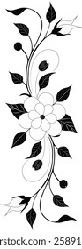 A stylized floral design,Black and White Background.