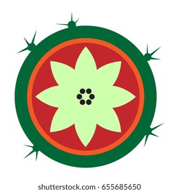 Stylized floral element. Isolated vector illustration. Cactus motif. Simple graphic logo, botanical decor, element for design.