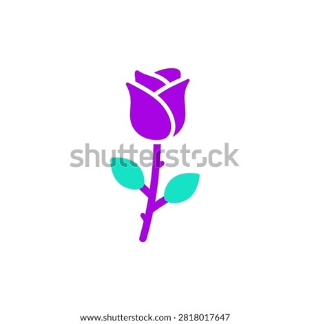 Stylized floral element a vibrant purple rose in full bloom a symbol of love and beauty. Ideal for graphic design and branding.