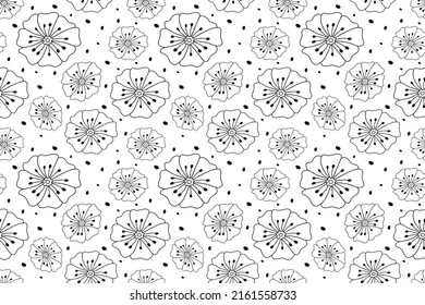 Stylized floral endless background. Retro style daisy and tiny flower patterns on white backdrop. Decorative item for wedding invitations, winter card and birthday cards. Vector illustration
