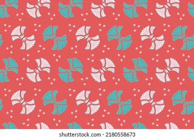 Stylized floral endless background. Retro style seamless leaf patterns on red backdrop. Decorative item for wedding invitations, winter card and birthday cards. Vector illustration