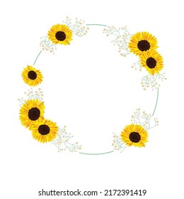 stylized floral frame, sunflower vector artwork