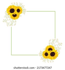 marco floral estilizado, arte vectorial de girasol