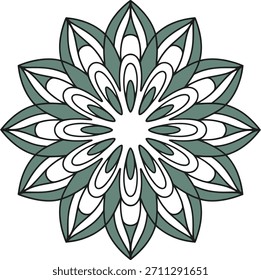 Stylized floral mandala pattern with geometric petals design element
