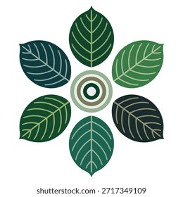 Patrón floral estilizado en tonos verdes con arte de arreglo de hojas abstracto