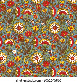 Stylized floral pattern. Illustration for packaging or fabric.