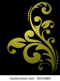Stylized floral pattern isolated on a black background.