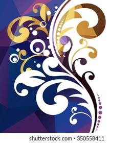 Stylized floral pattern on a blue background.