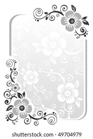 Stylized floral pattern on a gray  background.