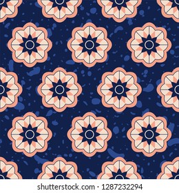 Stylized floral print. Mixed pattern Background with splashes and flowers. Vector. Eps 10