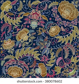 stylized floral spring pattern, fabric  background 