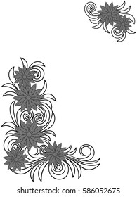 Stylized floral stencils isolated on the white background, hand drown vector illustration as a simple postcard