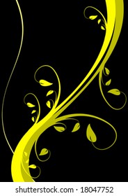 A stylized floral vector background design on a black backdrop with room for text