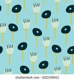 Stylized florwers seamless pattern. Hand drawn vector illustration. Colorful  and trendy.