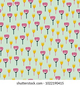 Stylized florwers seamless pattern. Hand drawn vector illustration. Colorful  and trendy.