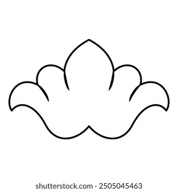 Flor estilizada. Abstractas elemento decorativo. Estilo Folk. Silueta lineal en blanco y negro.