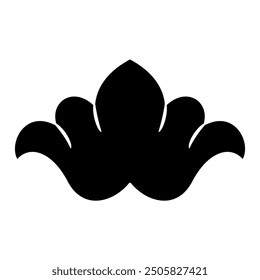 Stylized flower. Abstract decorative element. Folk style. Black and white silhouette.