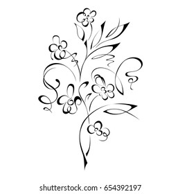 stylized flower in black lines on a white background