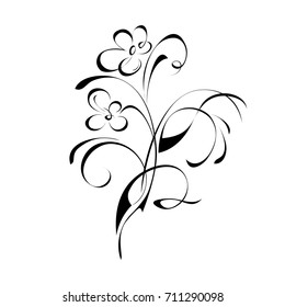 Stylized Flower Black Lines On White Stock Vector (royalty Free 